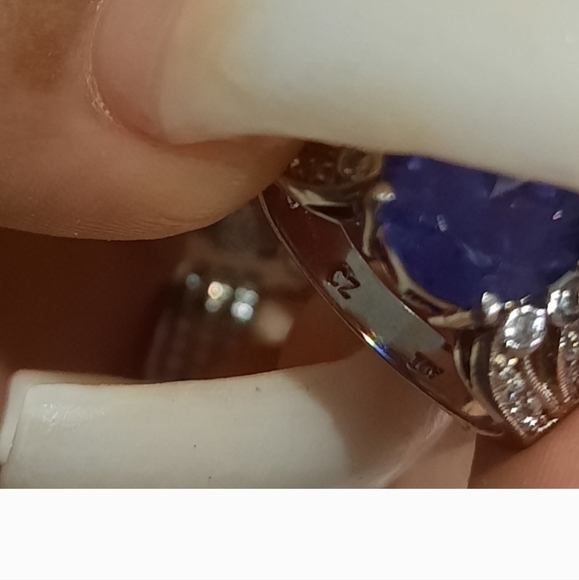 Authentic genuine solid sterling silver DIAMONELLE CZ Tanzanite ring Large Wide5 - Picture 5 of 9